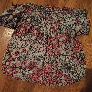 Off the shoulder flower print blouse